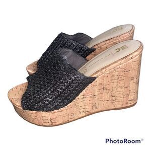BC Vegan Wedge Heels Cork and Woven Size 8
